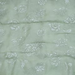 Green Color Pure Organza Embroidery