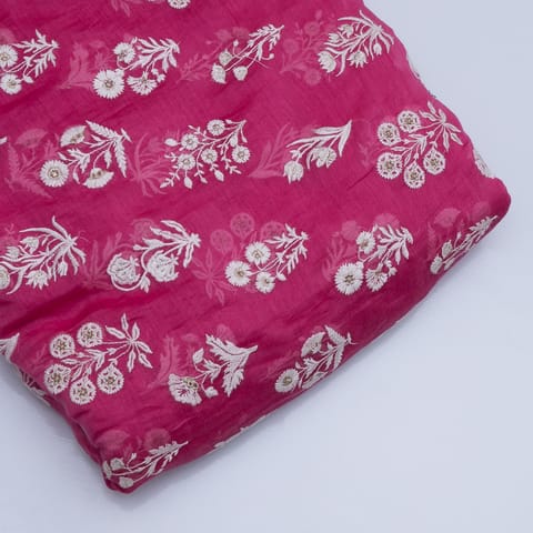 Majenta Color Mal Chanderi Embroidery