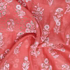 Peach Color Mal Chanderi Embroidery