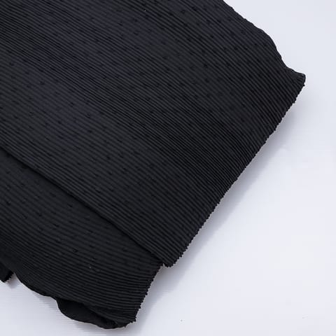 Black Color Pleated Dobby Georgette