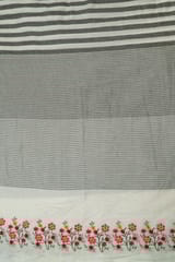 White Color Cotton Linen Embroidered Fabric