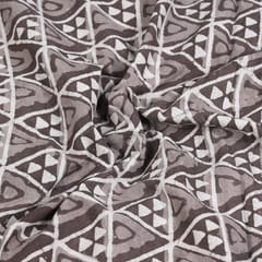 Brown Color Daboo goemetric Printed Fabric