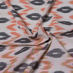 White base multi color cotton ikat fabric