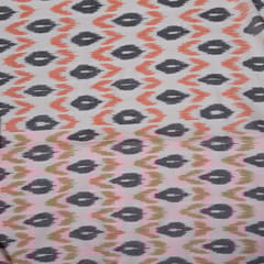 White base multi color cotton ikat fabric