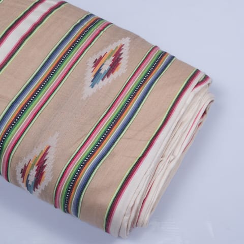 Beige Geometric Cotton Jacquard