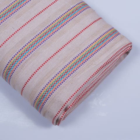 Brown Base Multi Color Stripe Jacquard
