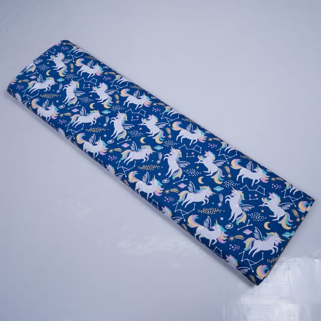 Blue Base Unicorn Cotton Print