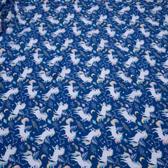 Blue Base Unicorn Cotton Print