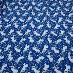 Blue Base Unicorn Cotton Print