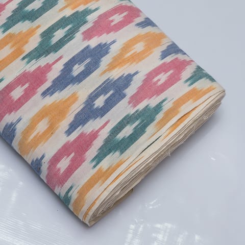 Black & white leaves pattern ikat Fabric