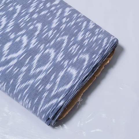 Blue & White Stripe Cotton Double Ikat fabric
