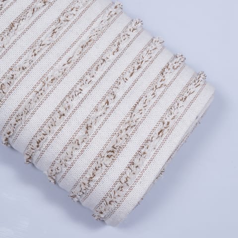 Brown Cotton Tufting Stripe Jacquard
