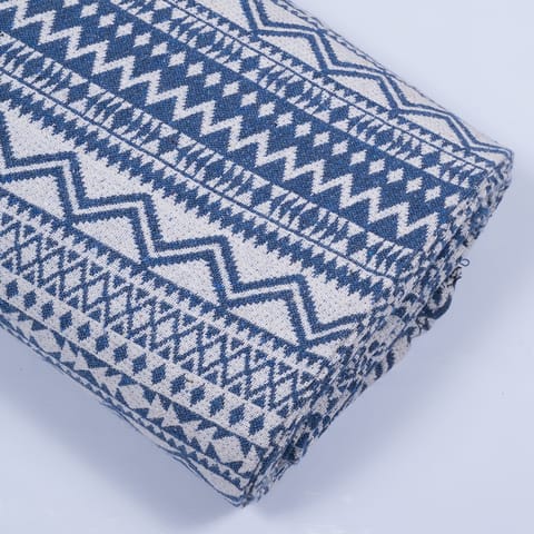 Blue & White Cotton Jacquard