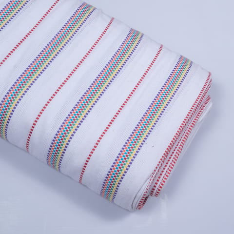 White Base Multi Color Stripe Jacquard