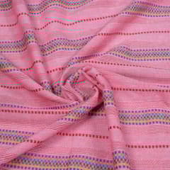 Pink Base Multi Color Stripe Jacquard