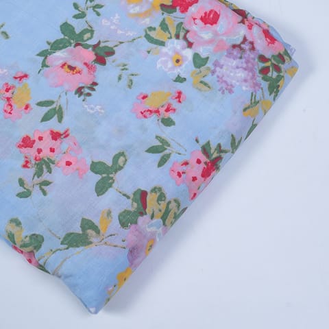Blue Color Cotton Printed Fabric (1.50Meter Piece)