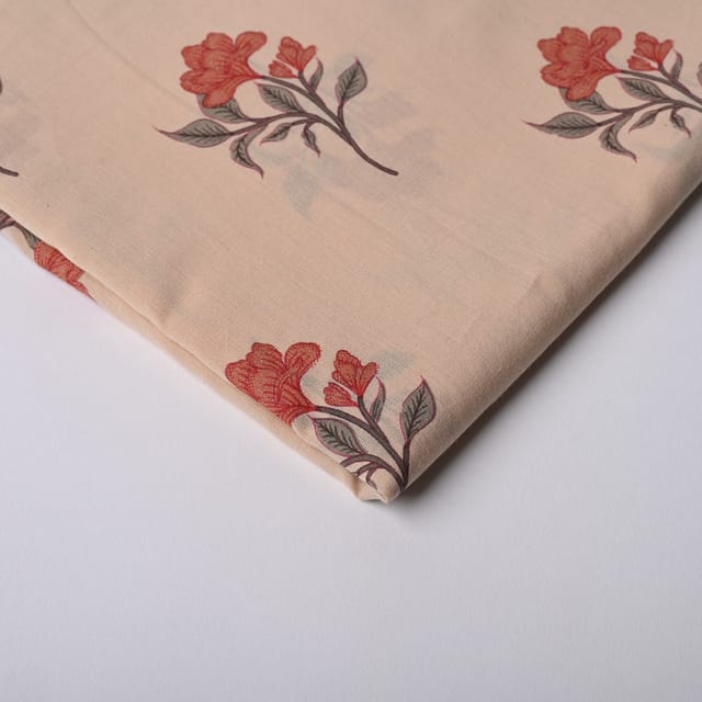 Biege Color Cotton Printed Fabric