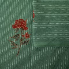 Dark Green Color Cotton Printed Fabric