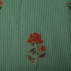Dark Green Color Cotton Printed Fabric