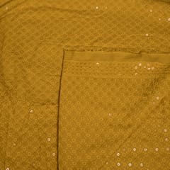 Mustard Color Rayon Chikan Fabric