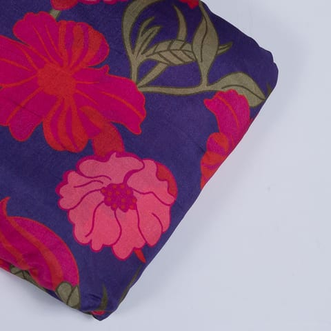 Purple Color Viscose Muslin Digital Printed Fabric (1Meter Piece)