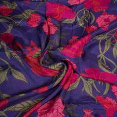 Purple Color Viscose Muslin Digital Printed Fabric (1Meter Piece)