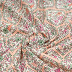 Peach Color Cotton Flex Printed Fabric