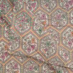 Peach Color Cotton Flex Printed Fabric