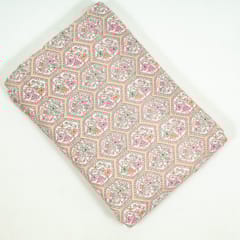 Peach Color Cotton Flex Printed Fabric