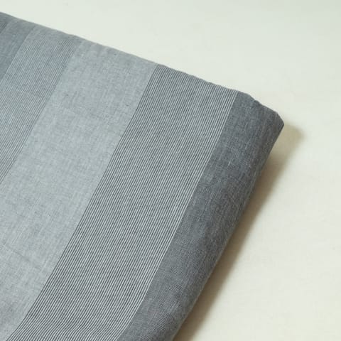 Grey Color Cotton Stripes Printed Shaded Fabric