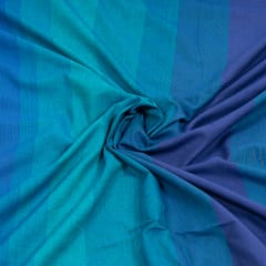 Blue Color Cotton Stripes Printed Shaded Fabric