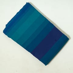Blue Color Cotton Stripes Printed Shaded Fabric