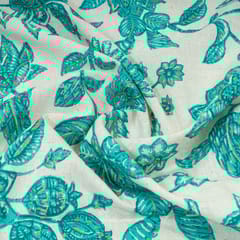Sea Green Color Cotton Flex Printed Fabric
