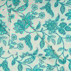 Sea Green Color Cotton Flex Printed Fabric