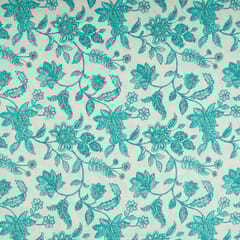 Sea Green Color Cotton Flex Printed Fabric