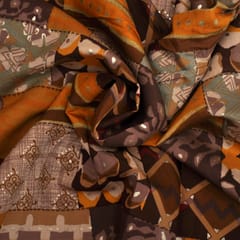 Multicolor Abstract Printed  Muslin Printed Fabric