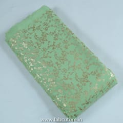 Mint Green Color Georgette Foil Printed Fabric