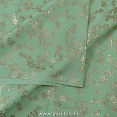 Mint Green Color Georgette Foil Printed Fabric