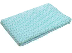 Sky Blue White Floral Printed Cotton Fabric