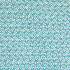 Sky Blue White Floral Printed Cotton Fabric
