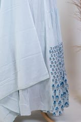 Powder Blue Color Cotton Print with Embroidered Skirt and Cotton Dupatta