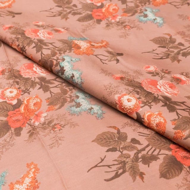 Linen Satin Printed Fabric