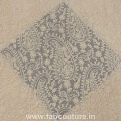 Off White Georgette Chikan (80 CM Cut Piece)