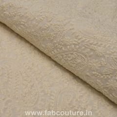 Off White Georgette Chikan (80 CM Cut Piece)
