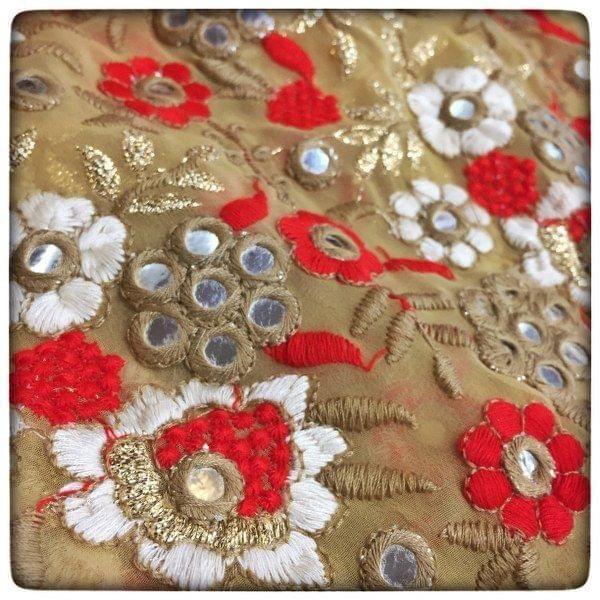 Georgette Mirror Embroidered Fabric