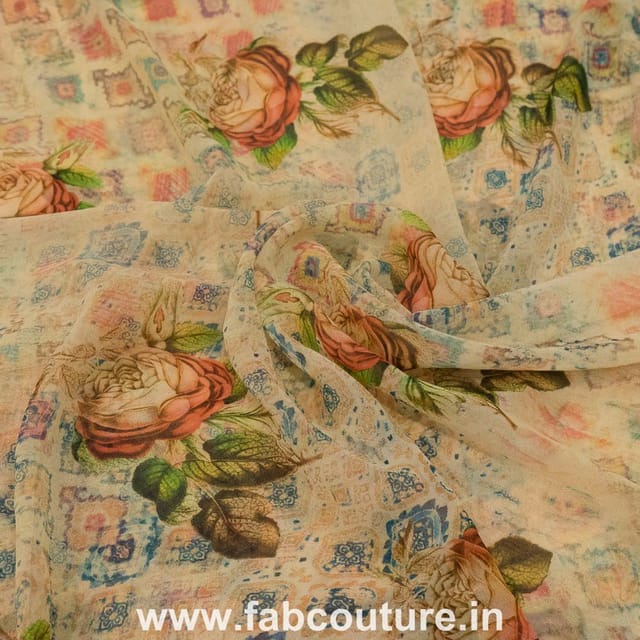 Viscose Georgette Digital Printed Fabric (75Cm Piece)