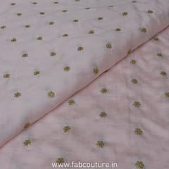 Pink Color Monga Silk Booti Embroidery fabric