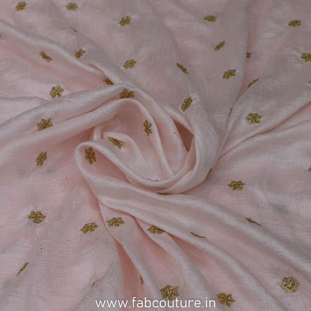 Pink Color Monga Silk Booti Embroidery fabric