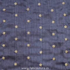 Dark Grey Monga Silk Booti Embroidery fabric