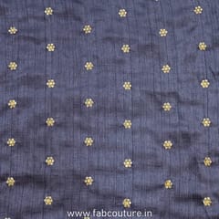 Dark Grey Monga Silk Booti Embroidery fabric